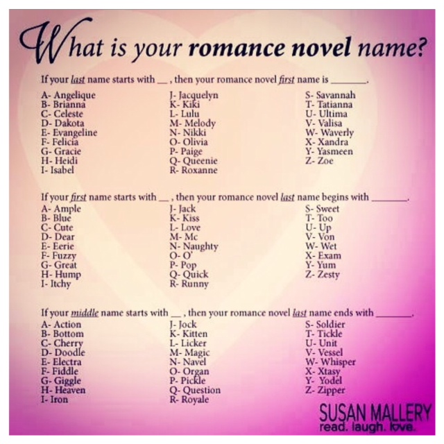 What s Your Romance Novel Name Book Binge