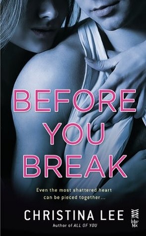 straight couple embracing with the man's back to the woman's front with a blue tint and the words before you break in pink